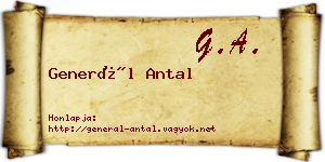 Generál Antal névjegykártya